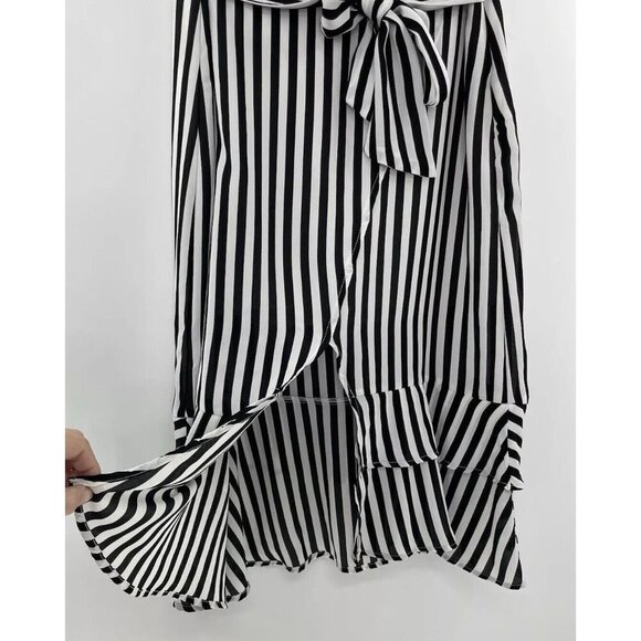 Who What Wear Women’s Striped Ruffle Tie Front Chiffon Midi‎ Skirt Size 8 - Picture 4 of 13